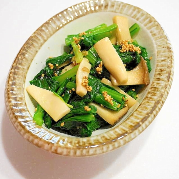 エリンギで新食感!小松菜とエリンギの胡麻ポン酢和え